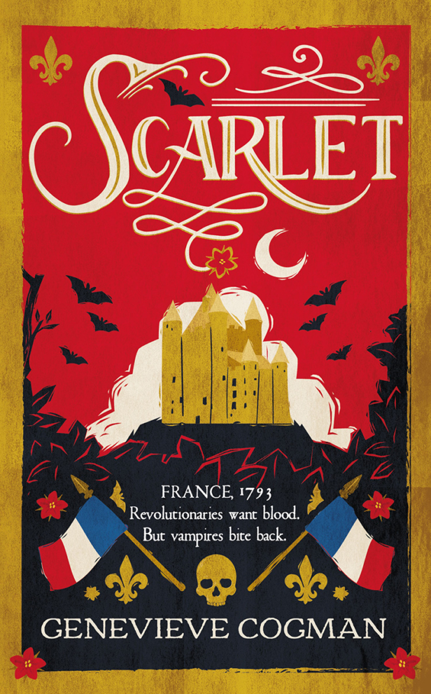 The UK cover image for SCARLET, by Genevieve Cogman